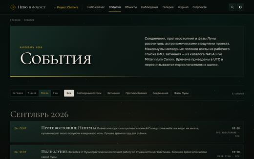 Как выглядит страница «Календарь событий»